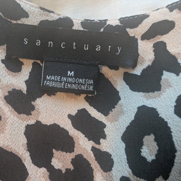 Sanctuary Women's Button Down V-Neck Blouse Classy Cat Leopard Print Medium - Picture 5 of 6